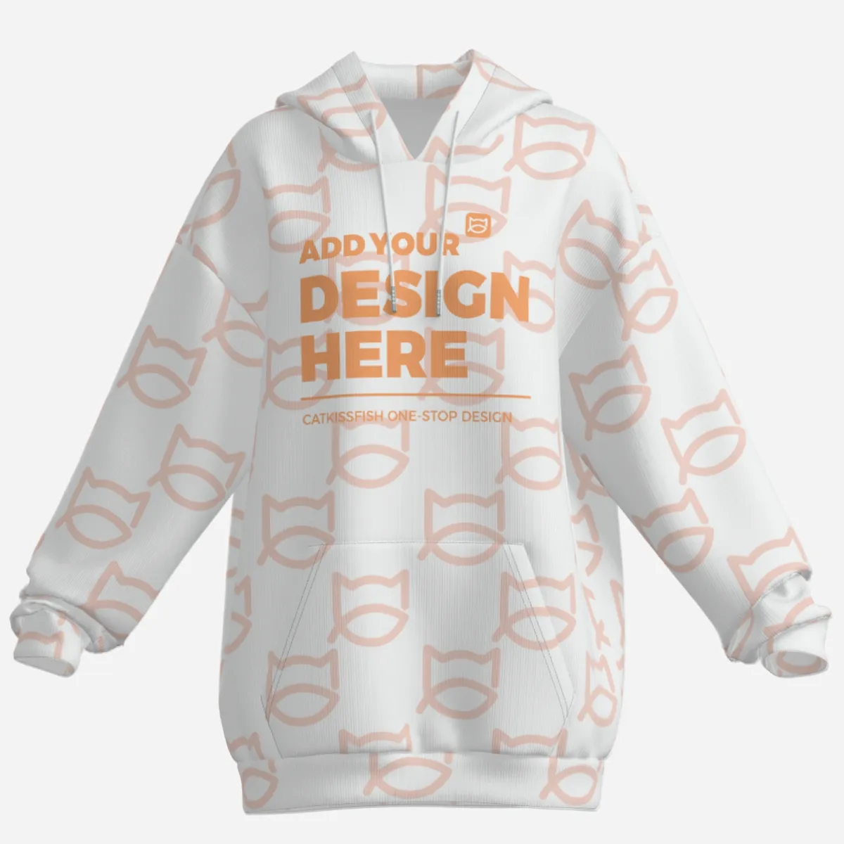 All Over Cotton Print Women s Loose Premium Hoodie CatKissFish